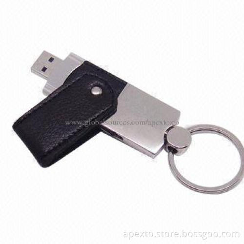 Leather USB Flash Drive with 10-year Minimum Data Retention, 512MB to 32GB Capacity